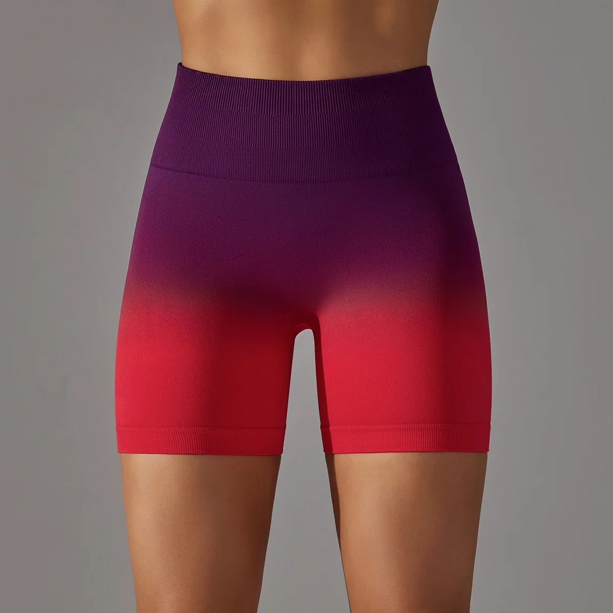 Seamless Gradient High Waist YogaRunning FitnessTight Fitting Exercise Hip Lifting HighElasticity Breathable Quick Drying Shorts